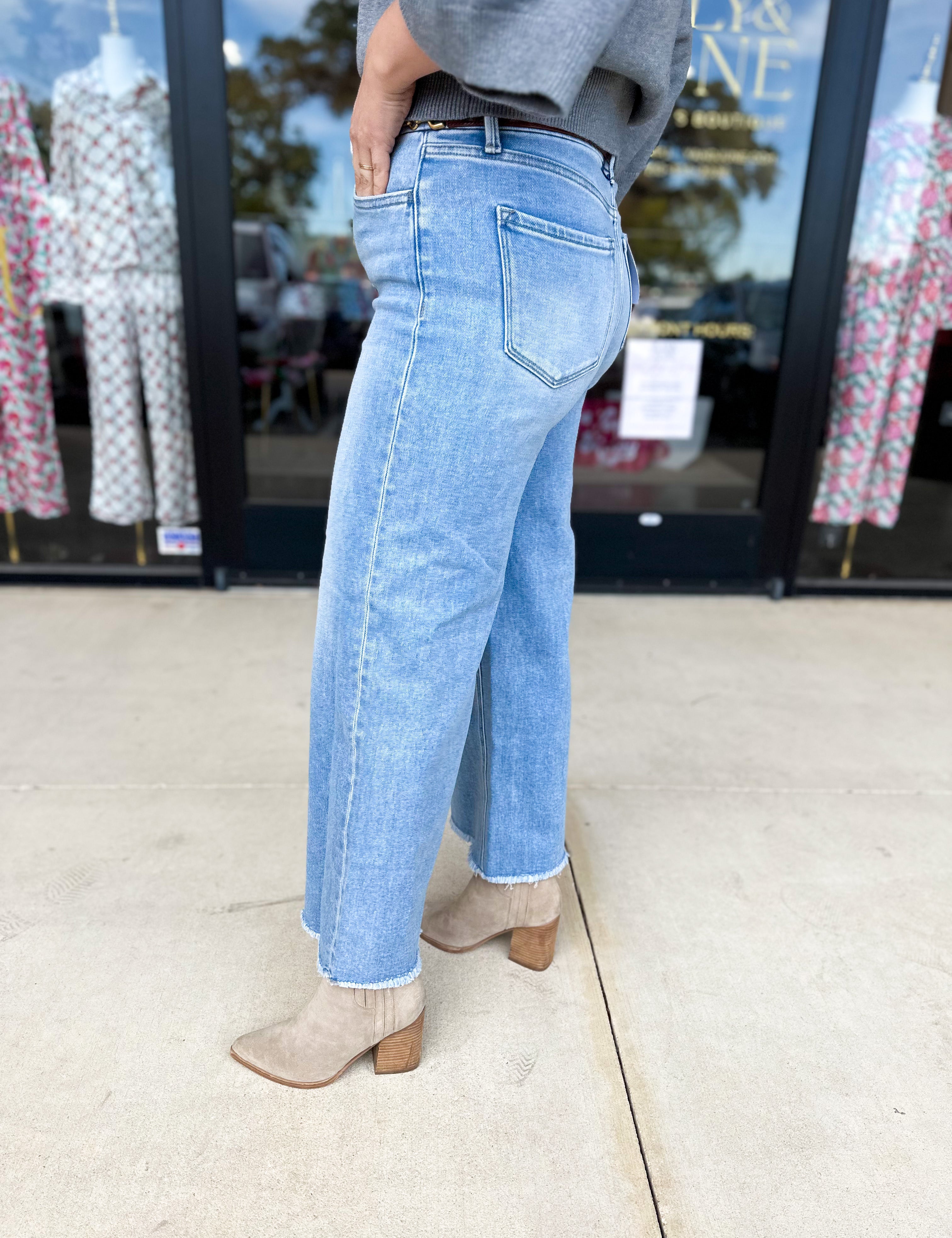 Vervet - High Rise Comfort Stretch Wide Leg Jeans-400 Pants-VEVERT BY FLYING MONKEY-July & June Women's Fashion Boutique Located in San Antonio, Texas