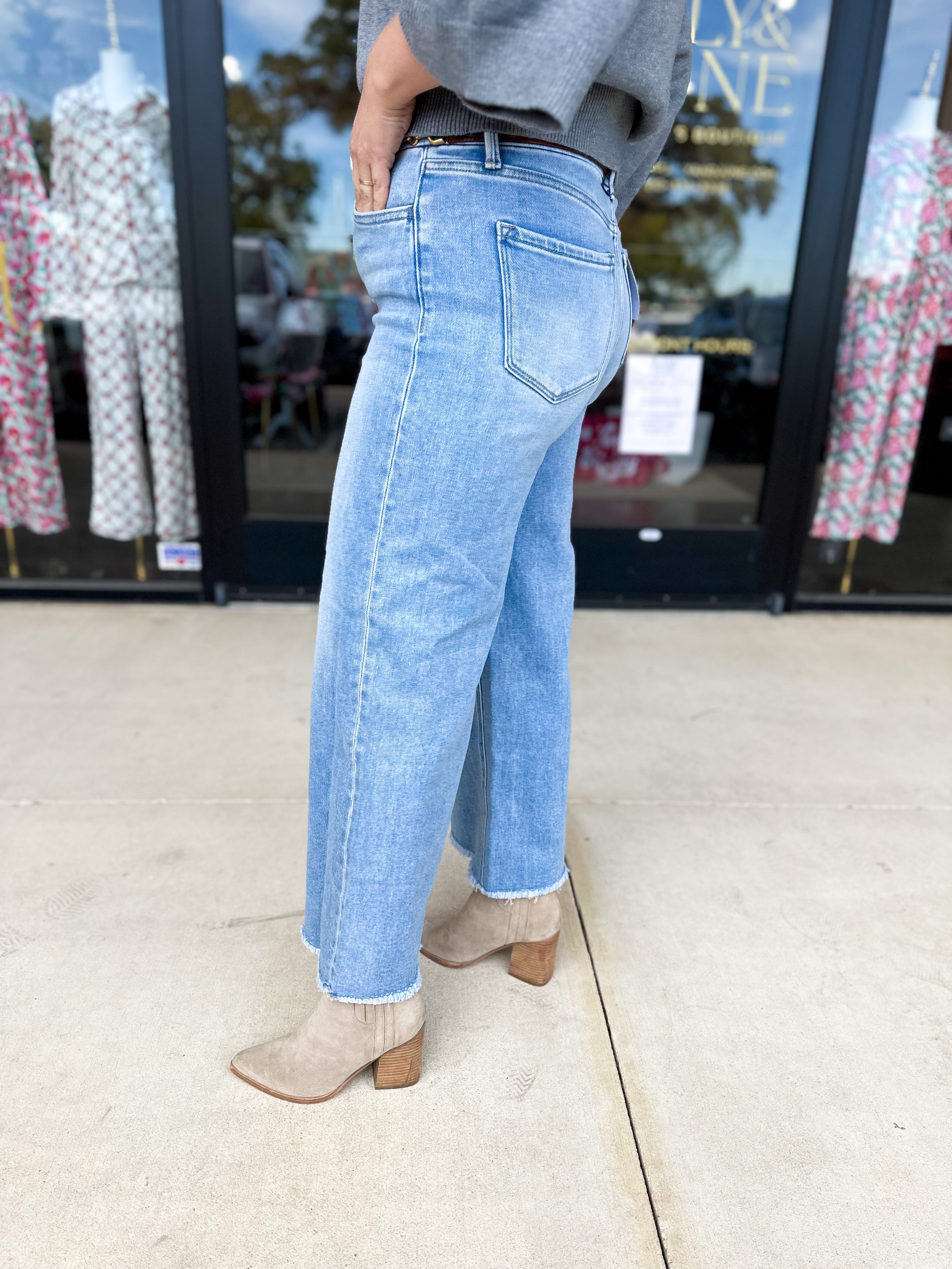 Vervet - High Rise Comfort Stretch Wide Leg Jeans-400 Pants-VEVERT BY FLYING MONKEY-July & June Women's Fashion Boutique Located in San Antonio, Texas