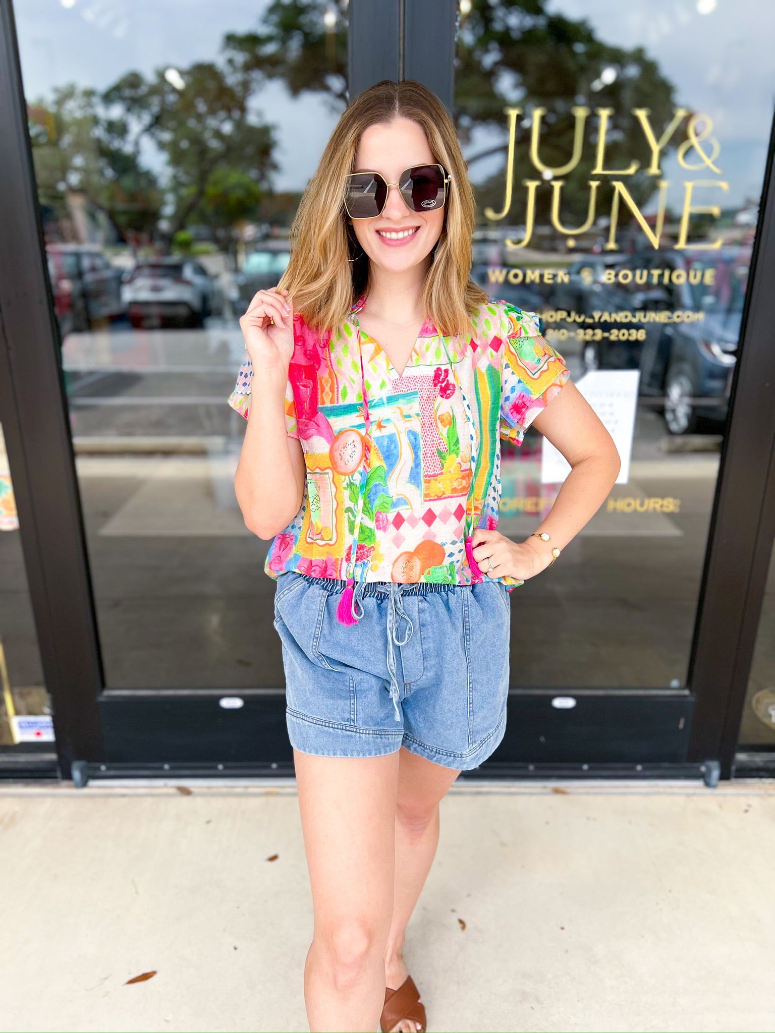 THML - In The City Blouse-200 Fashion Blouses-THML-July & June Women's Fashion Boutique Located in San Antonio, Texas