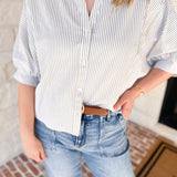 Stripe Dolman Blouse - Sage-200 Fashion Blouses-ALLIE ROSE-July & June Women's Fashion Boutique Located in San Antonio, Texas
