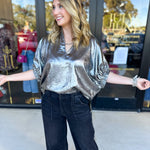Celebration Blouse - Chrome-200 Fashion Blouses-ENTRO-July & June Women's Fashion Boutique Located in San Antonio, Texas