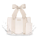 Case-Mate - Latte Gingham Bow Jelly Tote Bag-130 Accessories-Casemate-July & June Women's Fashion Boutique Located in San Antonio, Texas