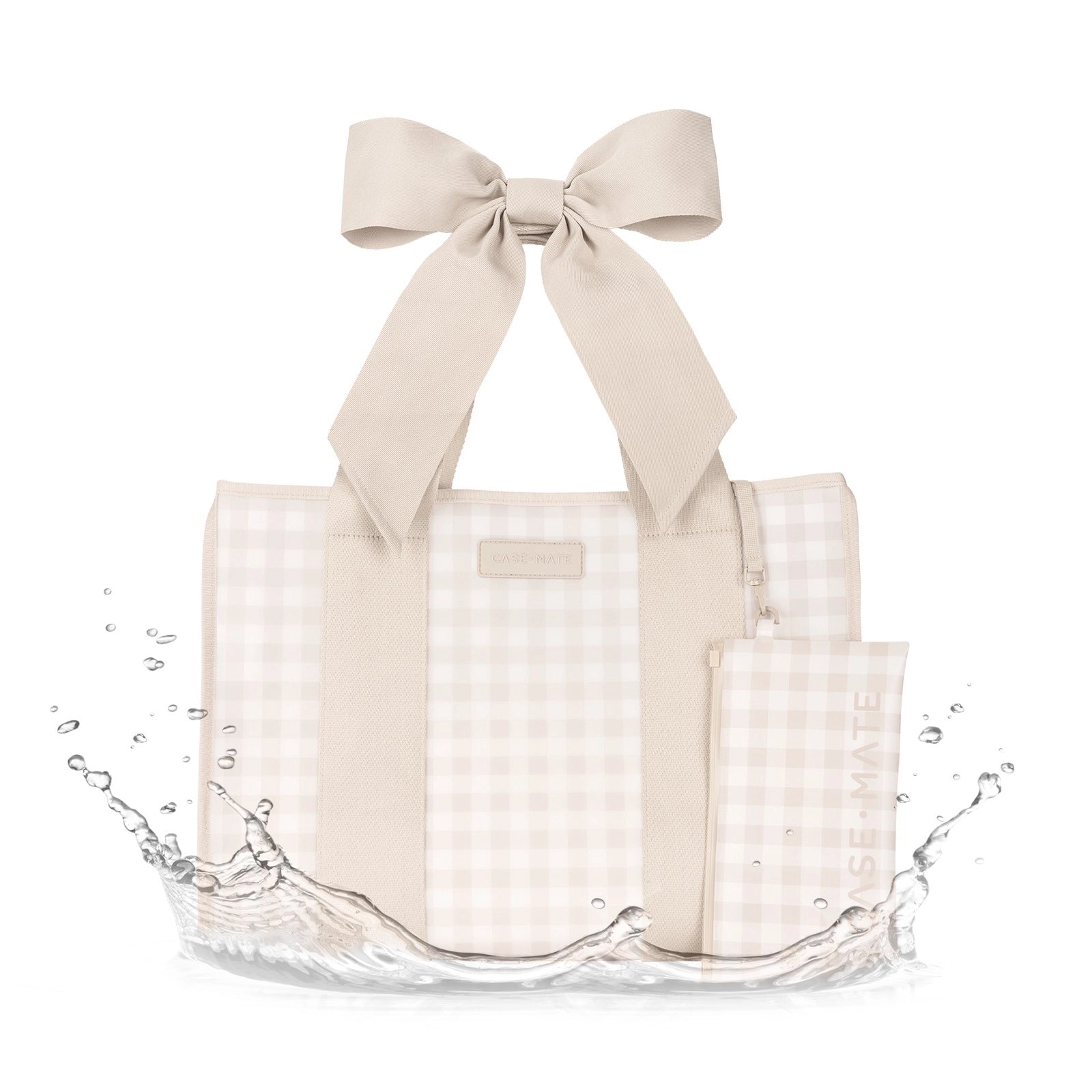 Case-Mate - Latte Gingham Bow Jelly Tote Bag-130 Accessories-Casemate-July & June Women's Fashion Boutique Located in San Antonio, Texas