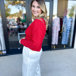 THML - Cherry Pearl Sweater Top-230 Sweaters/Cardis-THML-July & June Women's Fashion Boutique Located in San Antonio, Texas