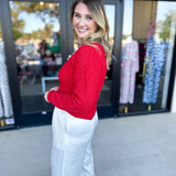 THML - Cherry Pearl Sweater Top-230 Sweaters/Cardis-THML-July & June Women's Fashion Boutique Located in San Antonio, Texas