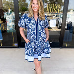 The Layla Mini Dress - Navy-510 Mini-ENTRO-July & June Women's Fashion Boutique Located in San Antonio, Texas