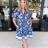 The Layla Mini Dress - Navy-510 Mini-ENTRO-July & June Women's Fashion Boutique Located in San Antonio, Texas