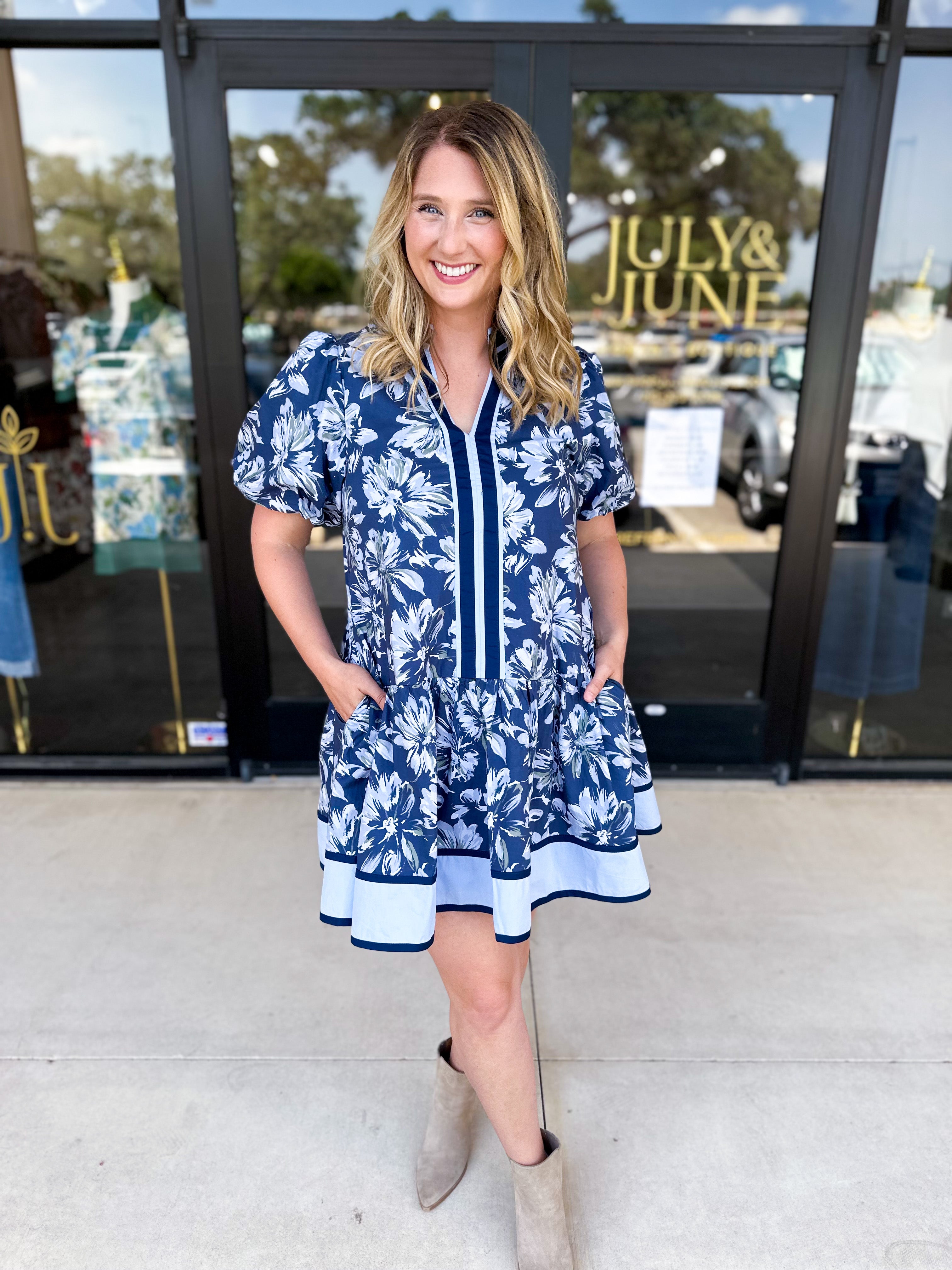 The Layla Mini Dress - Navy-510 Mini-ENTRO-July & June Women's Fashion Boutique Located in San Antonio, Texas
