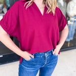 Closet Staple Collared Blouse - Maroon-200 Fashion Blouses-ENTRO-July & June Women's Fashion Boutique Located in San Antonio, Texas