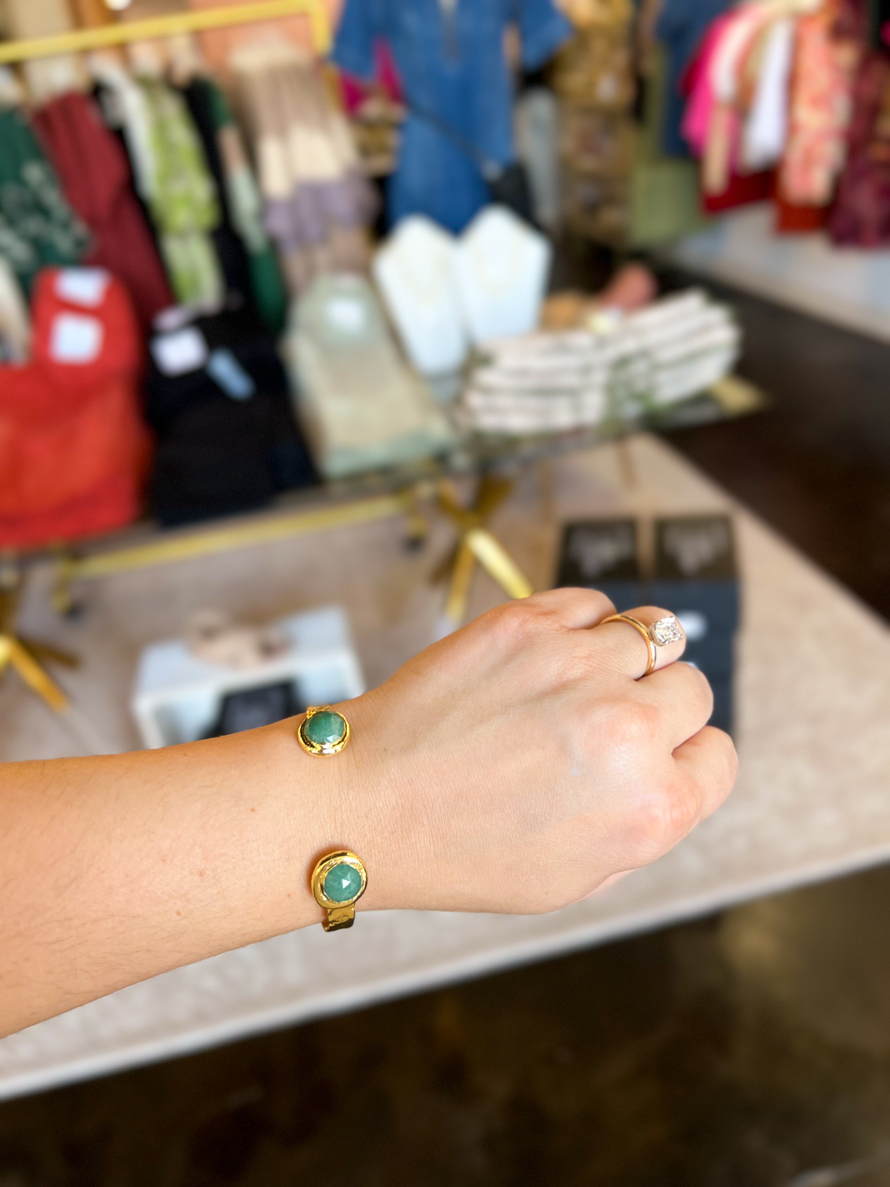 Small Misty Cuff Green Bracelet - Easton Elle-110 Jewelry & Hair-Easton Elle-July & June Women's Fashion Boutique Located in San Antonio, Texas