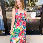 Bold Blooms Midi Dress-500 Midi-SKIES ARE BLUE-July & June Women's Fashion Boutique Located in San Antonio, Texas