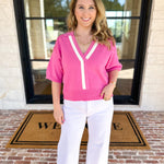 The Go-To Girl Sweater Top - Pink-230 Sweaters/Cardis-ENTRO-July & June Women's Fashion Boutique Located in San Antonio, Texas