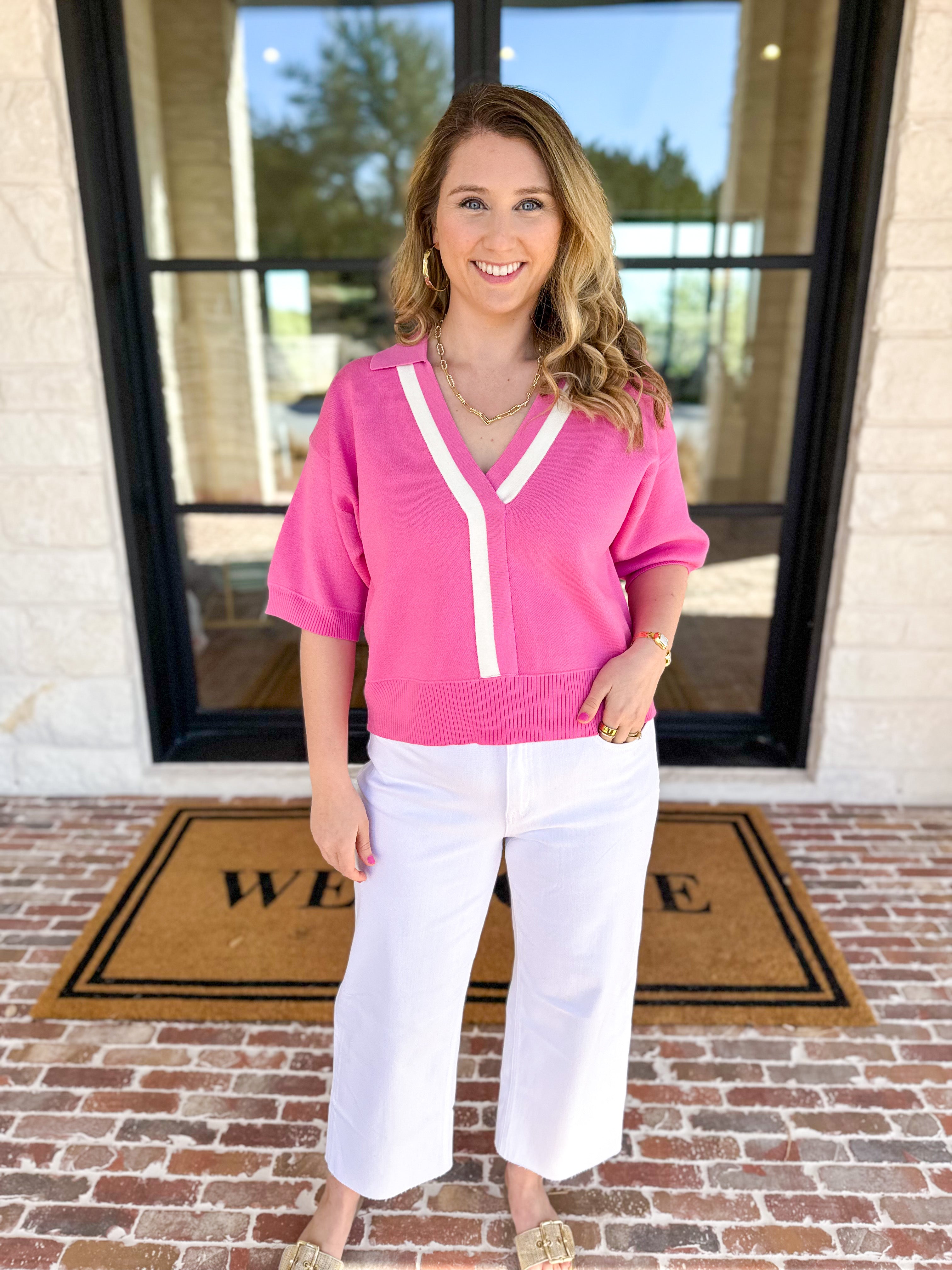 The Go-To Girl Sweater Top - Pink-230 Sweaters/Cardis-ENTRO-July & June Women's Fashion Boutique Located in San Antonio, Texas