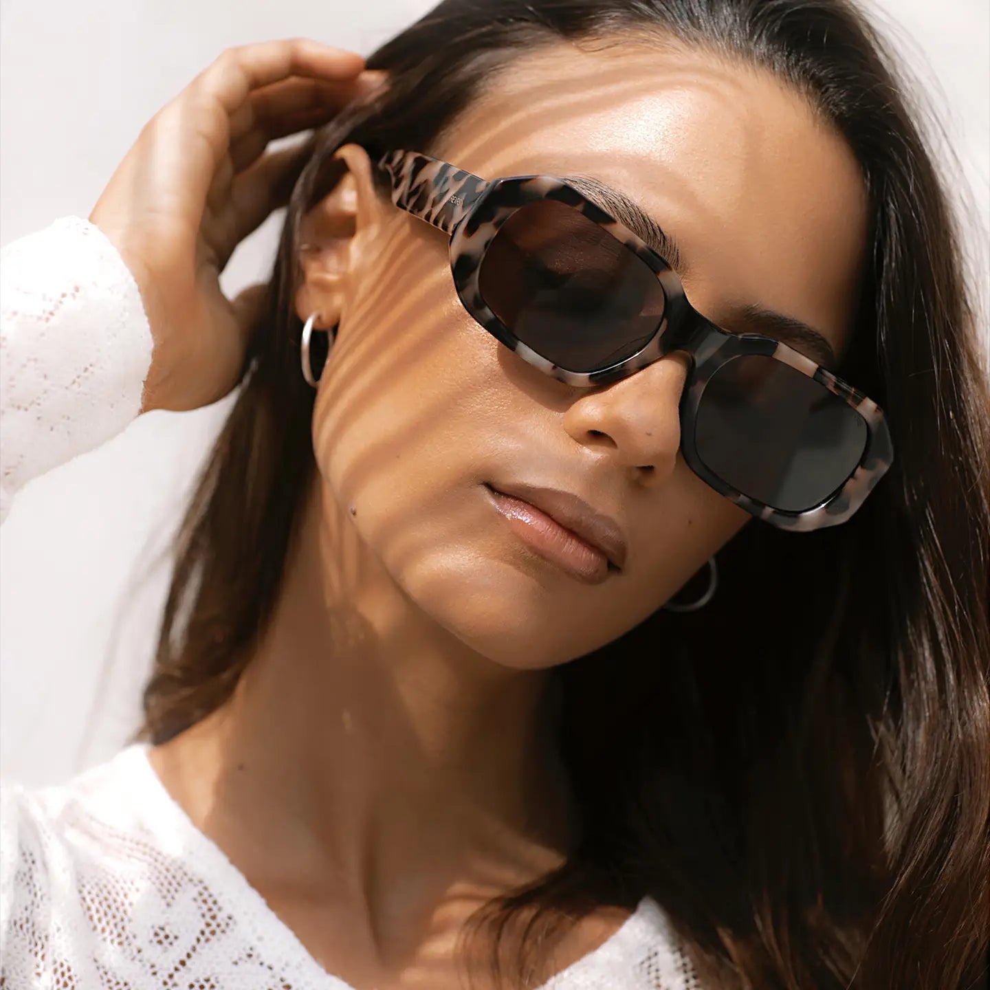 FREYRS - Onyx Acetate Womens Rectangular Sunglasses - Milky Tortoise-130 Accessories-FREYRS-July & June Women's Fashion Boutique Located in San Antonio, Texas