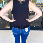 Ruffle Knit Tank Top - Black-230 Sweaters/Cardis-FATE-July & June Women's Fashion Boutique Located in San Antonio, Texas