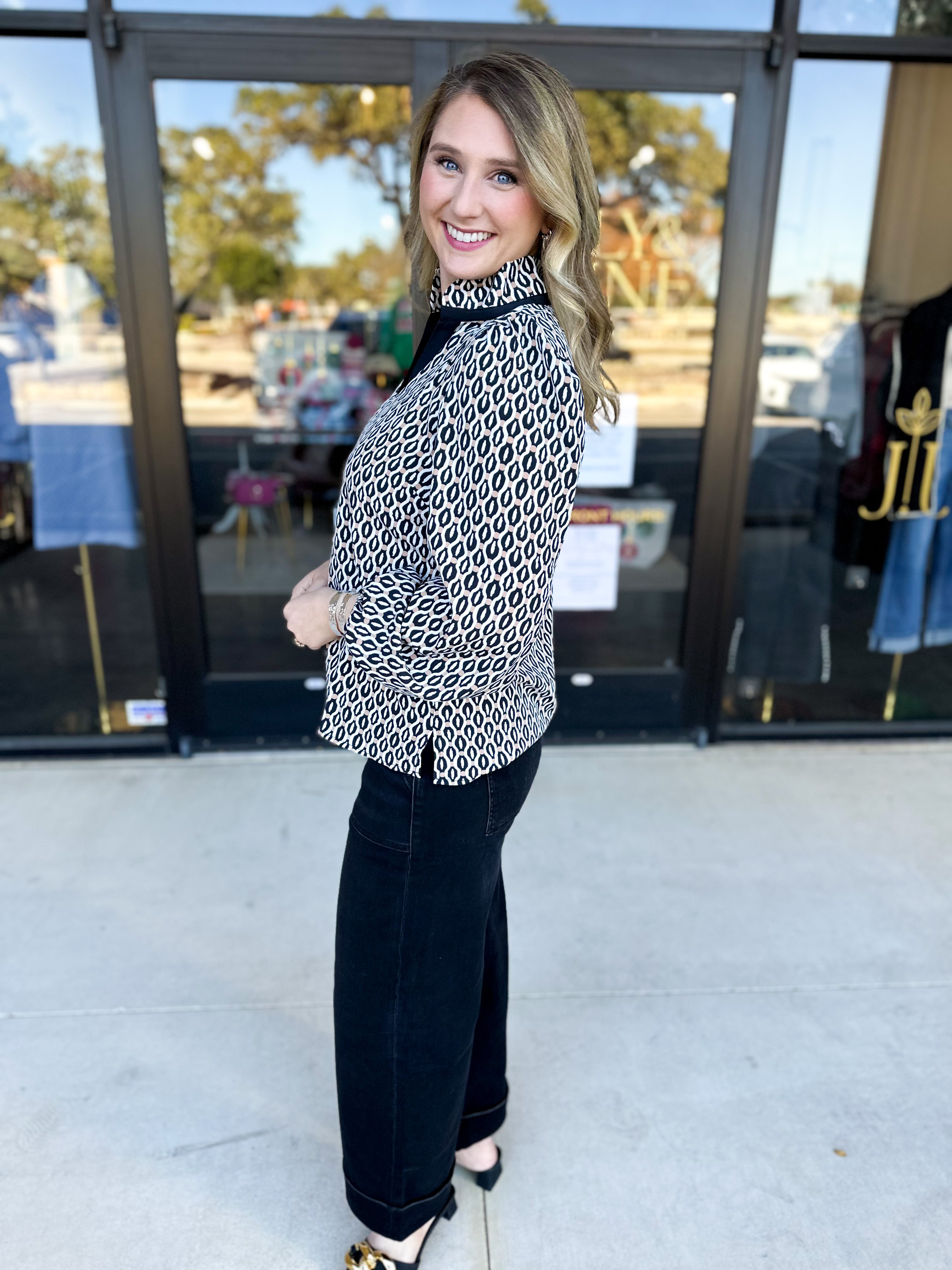 Mary Square- The Kayla High Notes Blouse-200 Fashion Blouses-MARY SQUARE-July & June Women's Fashion Boutique Located in San Antonio, Texas