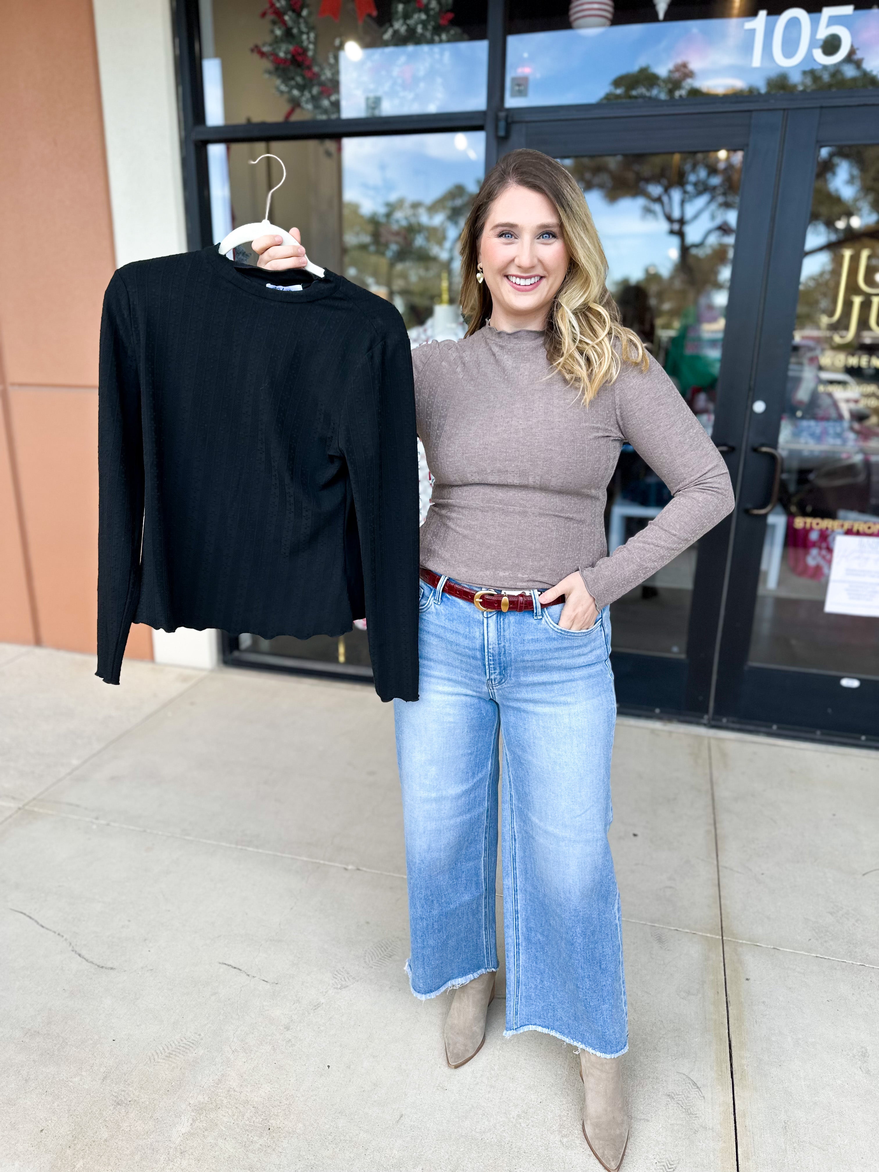 Kinsley Long Sleeve - Black-210 Casual Blouses-POLOGRAM-July & June Women's Fashion Boutique Located in San Antonio, Texas