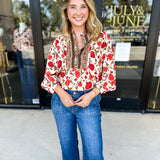 Autumn Floral Blouse-200 Fashion Blouses-ENTRO-July & June Women's Fashion Boutique Located in San Antonio, Texas