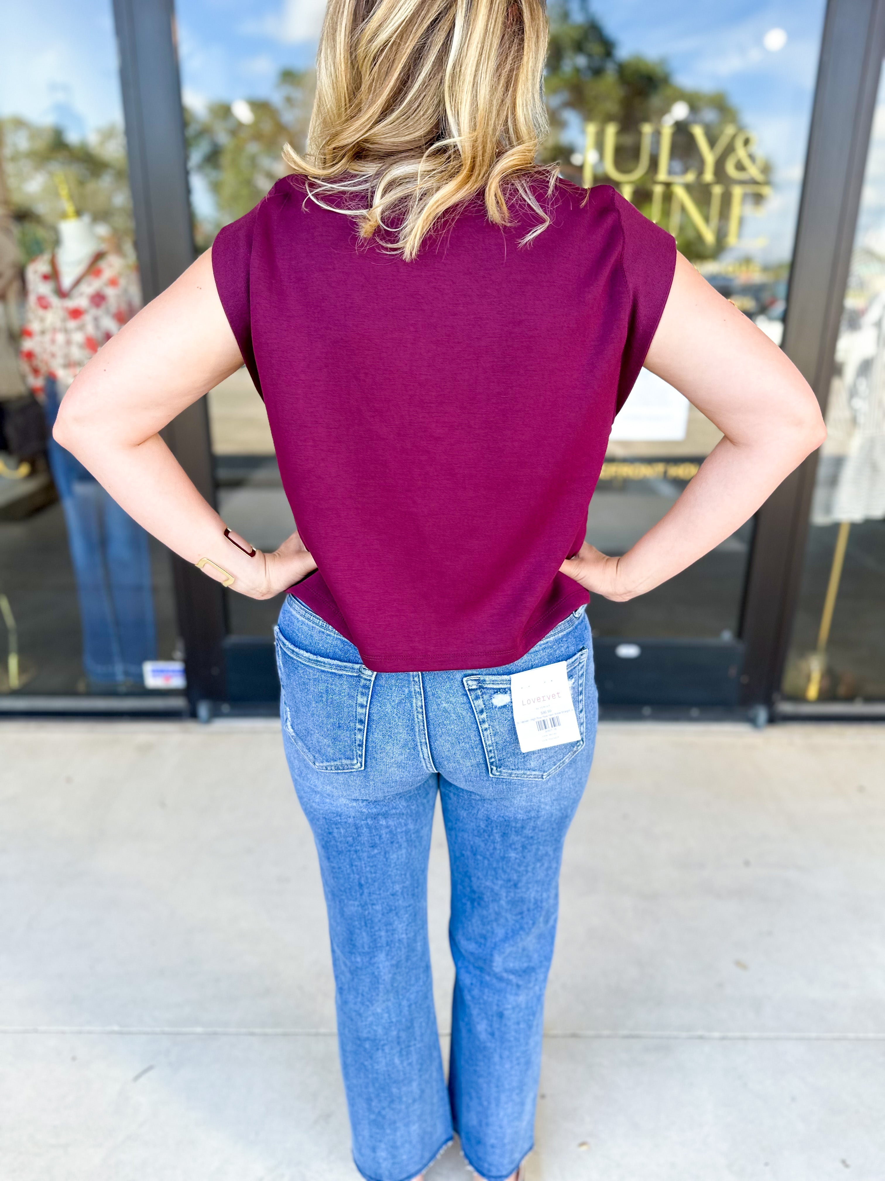 Casual Chic Tee - Merlot-210 Casual Blouses-ENTRO-July & June Women's Fashion Boutique Located in San Antonio, Texas