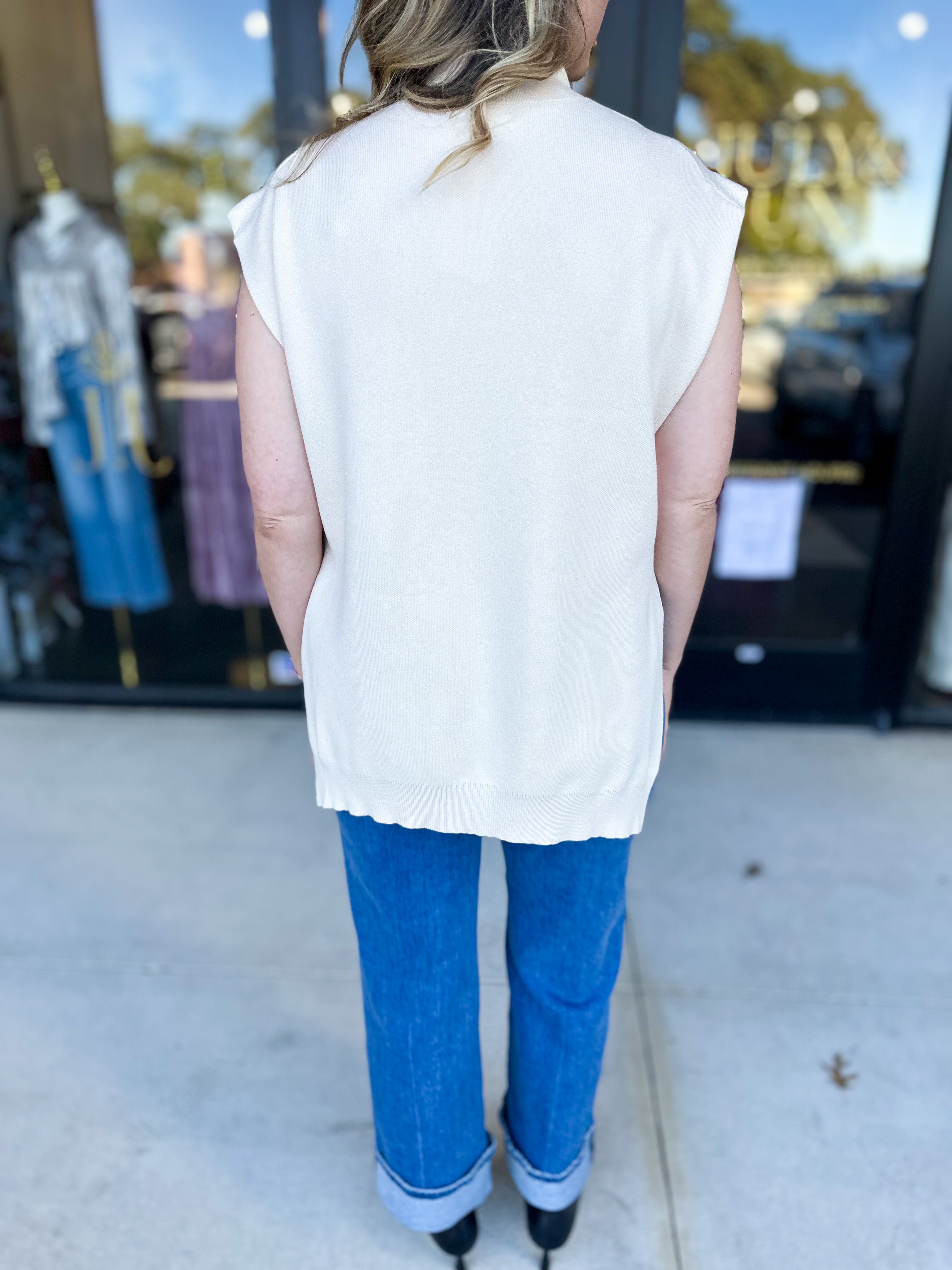 The Abigail Sweater Top - Cream-230 Sweaters/Cardis-ENTRO-July & June Women's Fashion Boutique Located in San Antonio, Texas