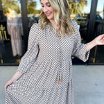 Taupe & Black Midi Dress-500 Midi-POLOGRAM-July & June Women's Fashion Boutique Located in San Antonio, Texas