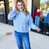 Heather Blue Floral Sweater-230 Sweaters/Cardis-ALLIE ROSE-July & June Women's Fashion Boutique Located in San Antonio, Texas
