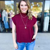 The Abigail Sweater Top - Burgundy-230 Sweaters/Cardis-ENTRO-July & June Women's Fashion Boutique Located in San Antonio, Texas