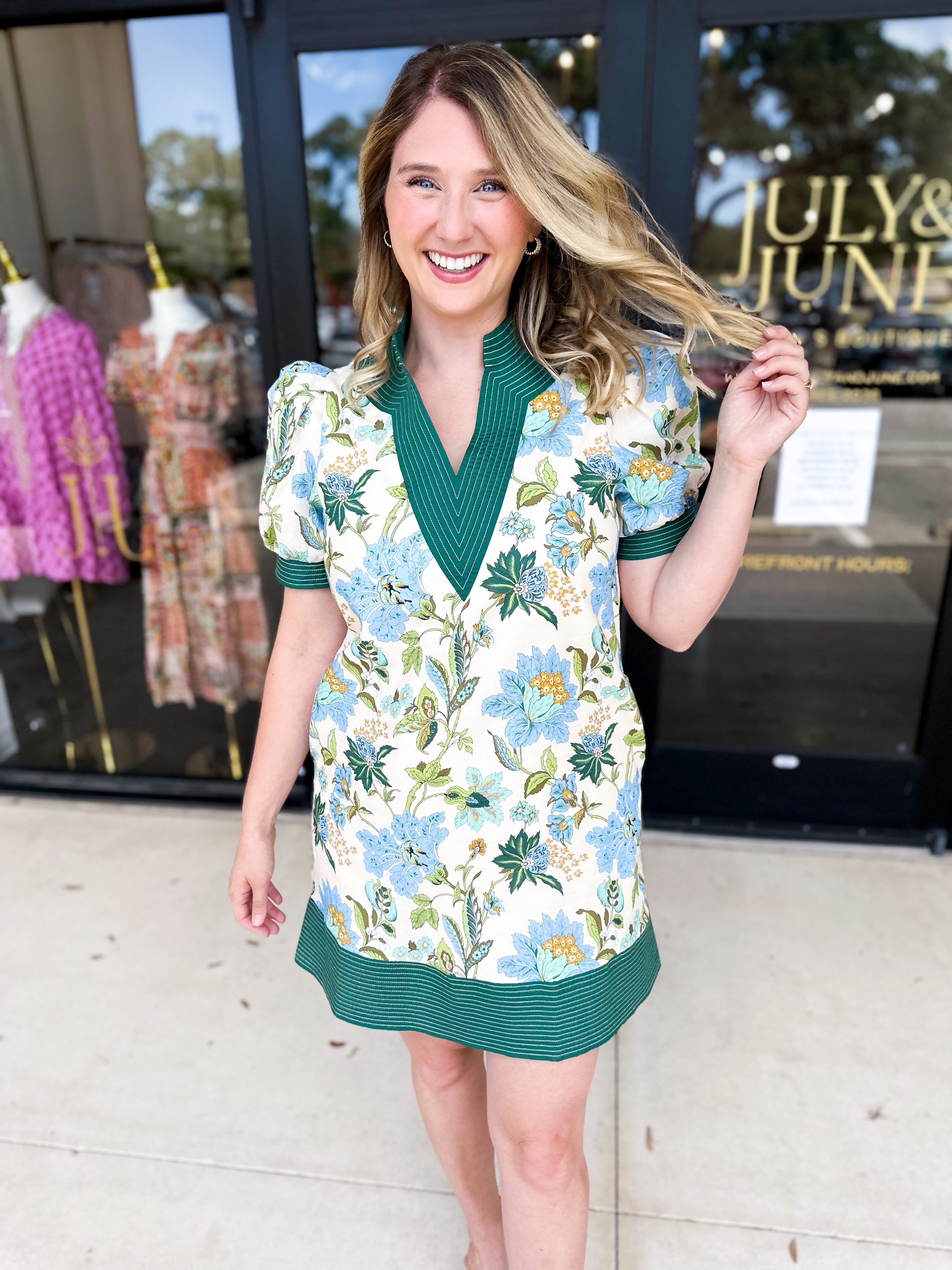 The Julia Mini Dress - Blue-510 Mini-ENTRO-July & June Women's Fashion Boutique Located in San Antonio, Texas
