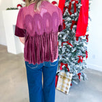 Lace Details Velvet Blouse - Pink-200 Fashion Blouses-FATE-July & June Women's Fashion Boutique Located in San Antonio, Texas