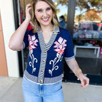 THML- Floral & Stripe Knit Top-230 Sweaters/Cardis-THML-July & June Women's Fashion Boutique Located in San Antonio, Texas