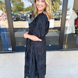 Midnight Textured Midi Dress-500 Midi-POLOGRAM-July & June Women's Fashion Boutique Located in San Antonio, Texas