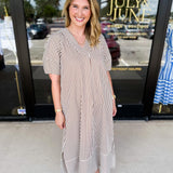The Casey Midi Dress - Brown-500 Midi-ENTRO-July & June Women's Fashion Boutique Located in San Antonio, Texas