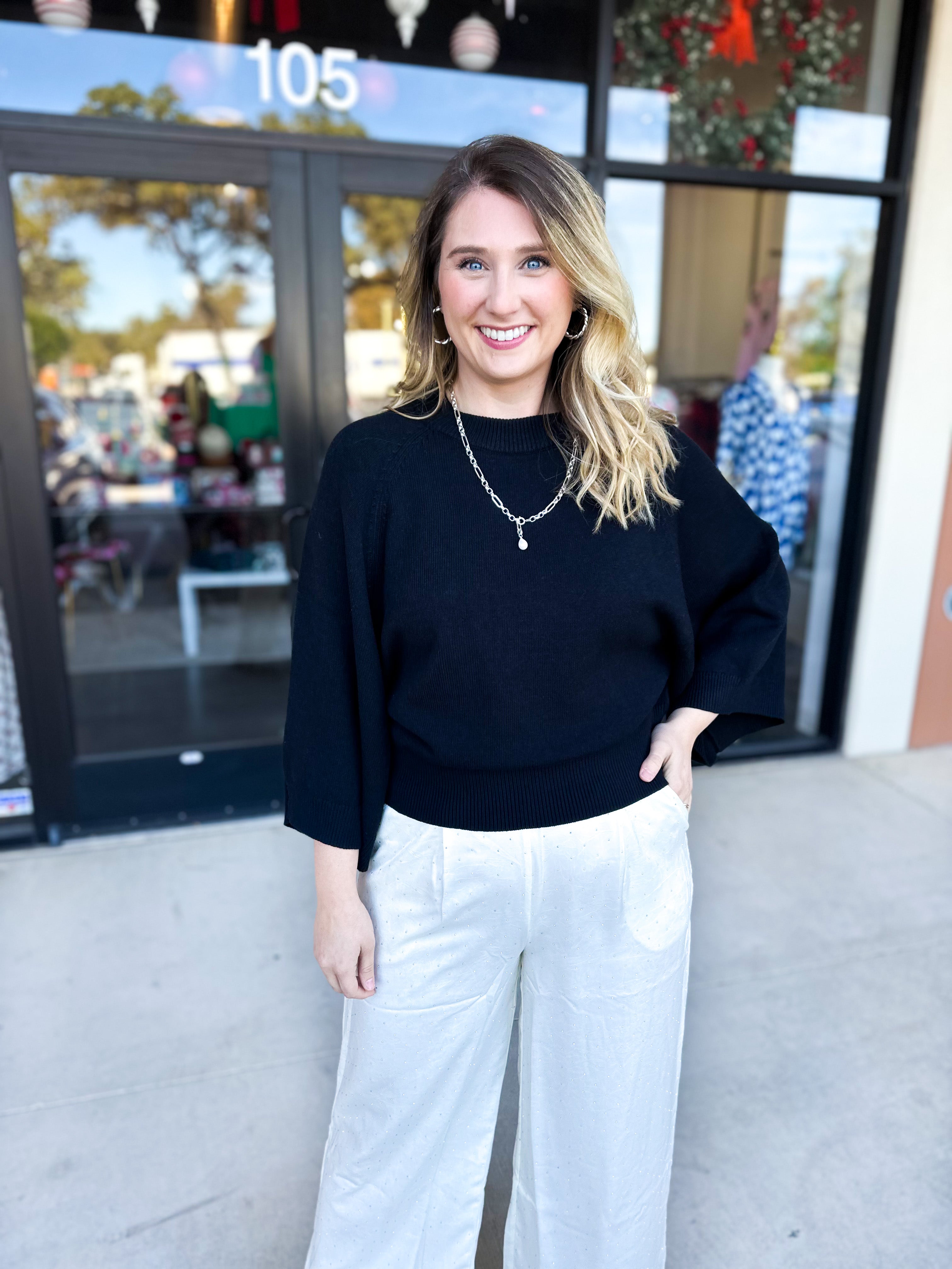 Fall's Favorite Sweater Top - Black-230 Sweaters/Cardis-FATE-July & June Women's Fashion Boutique Located in San Antonio, Texas