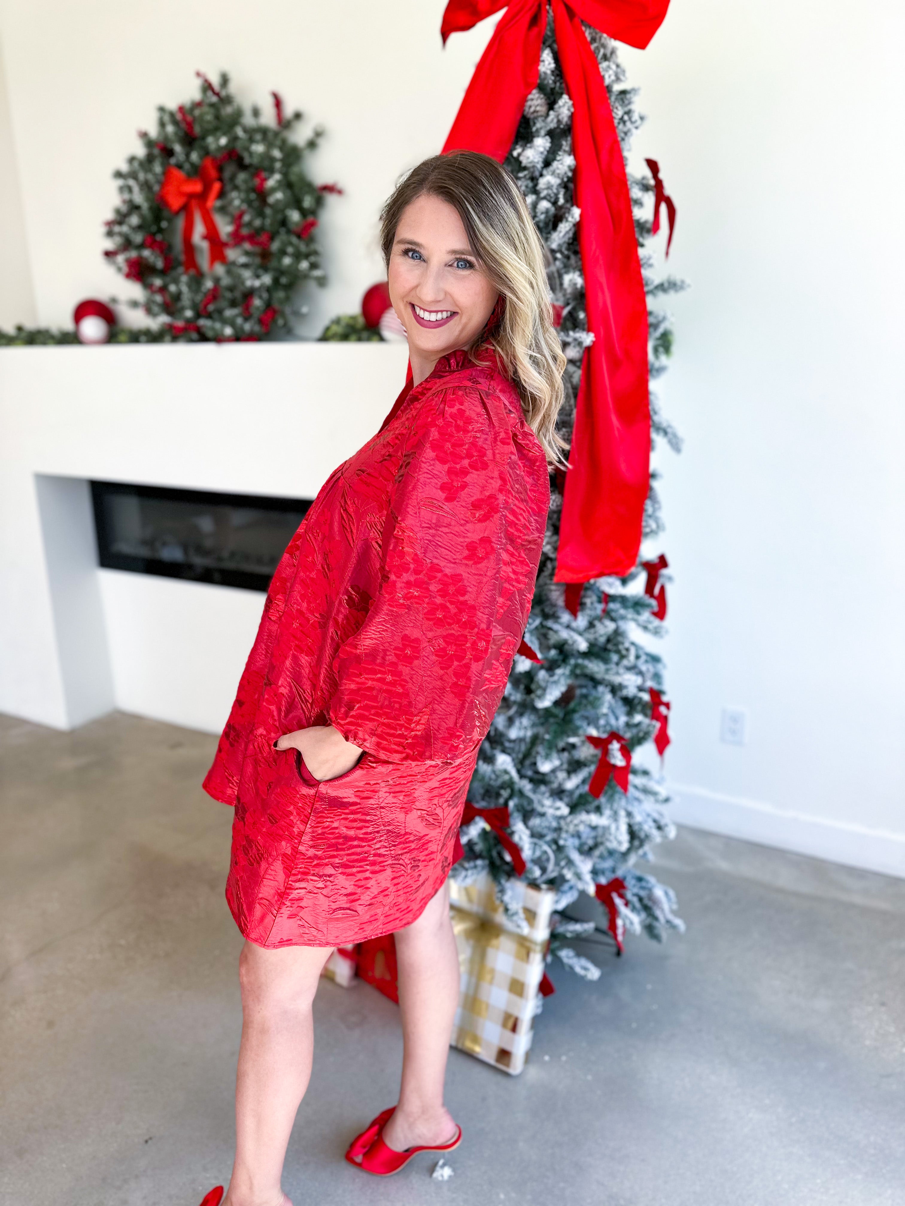 Merry Cherry Red Mini Dress-510 Mini-JODIFL-July & June Women's Fashion Boutique Located in San Antonio, Texas