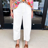 Comfy Barrel Jeans - White-400 Pants-JODIFL-July & June Women's Fashion Boutique Located in San Antonio, Texas