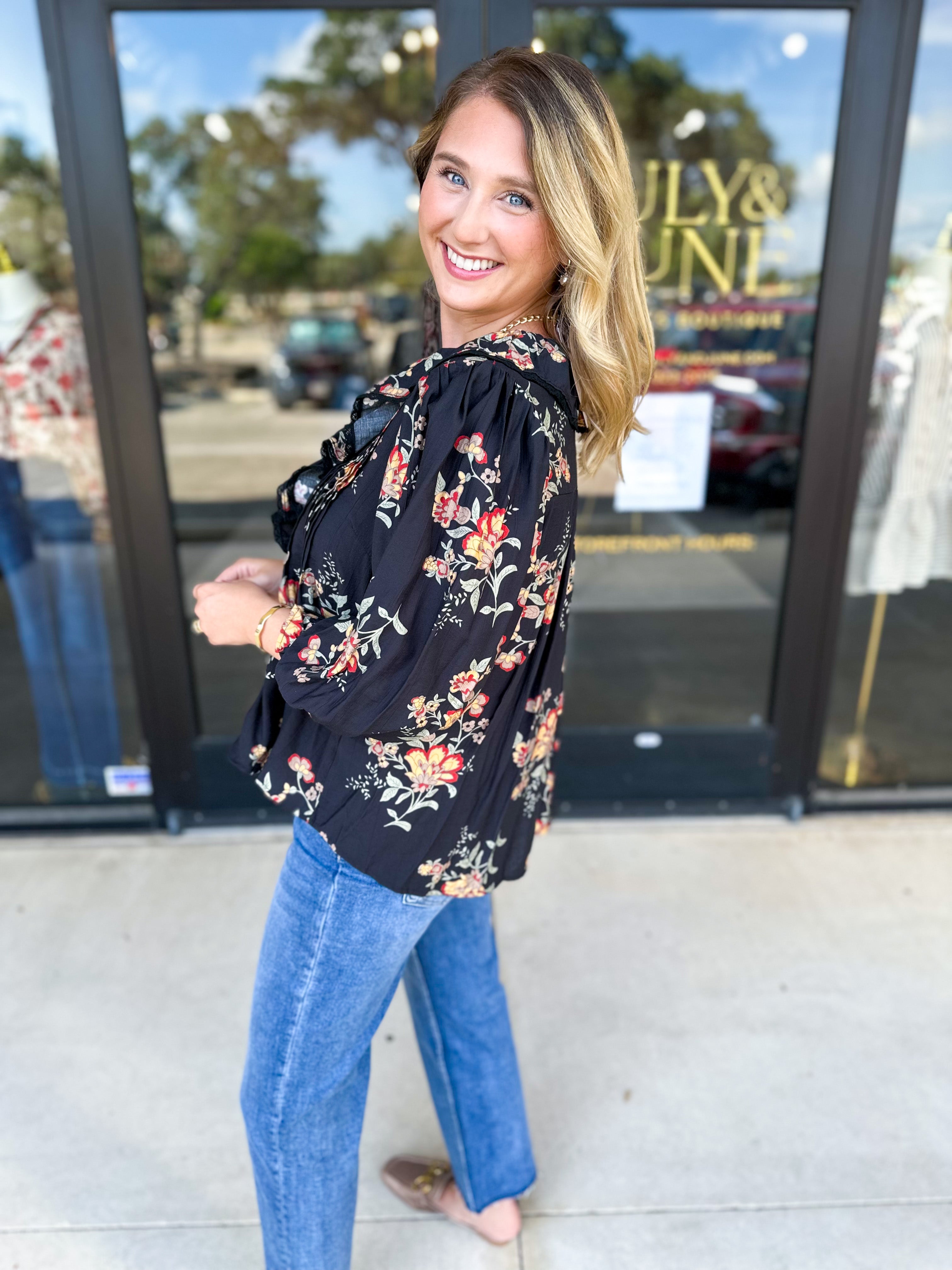 The Kirsten Blouse - Black-200 Fashion Blouses-ENTRO-July & June Women's Fashion Boutique Located in San Antonio, Texas