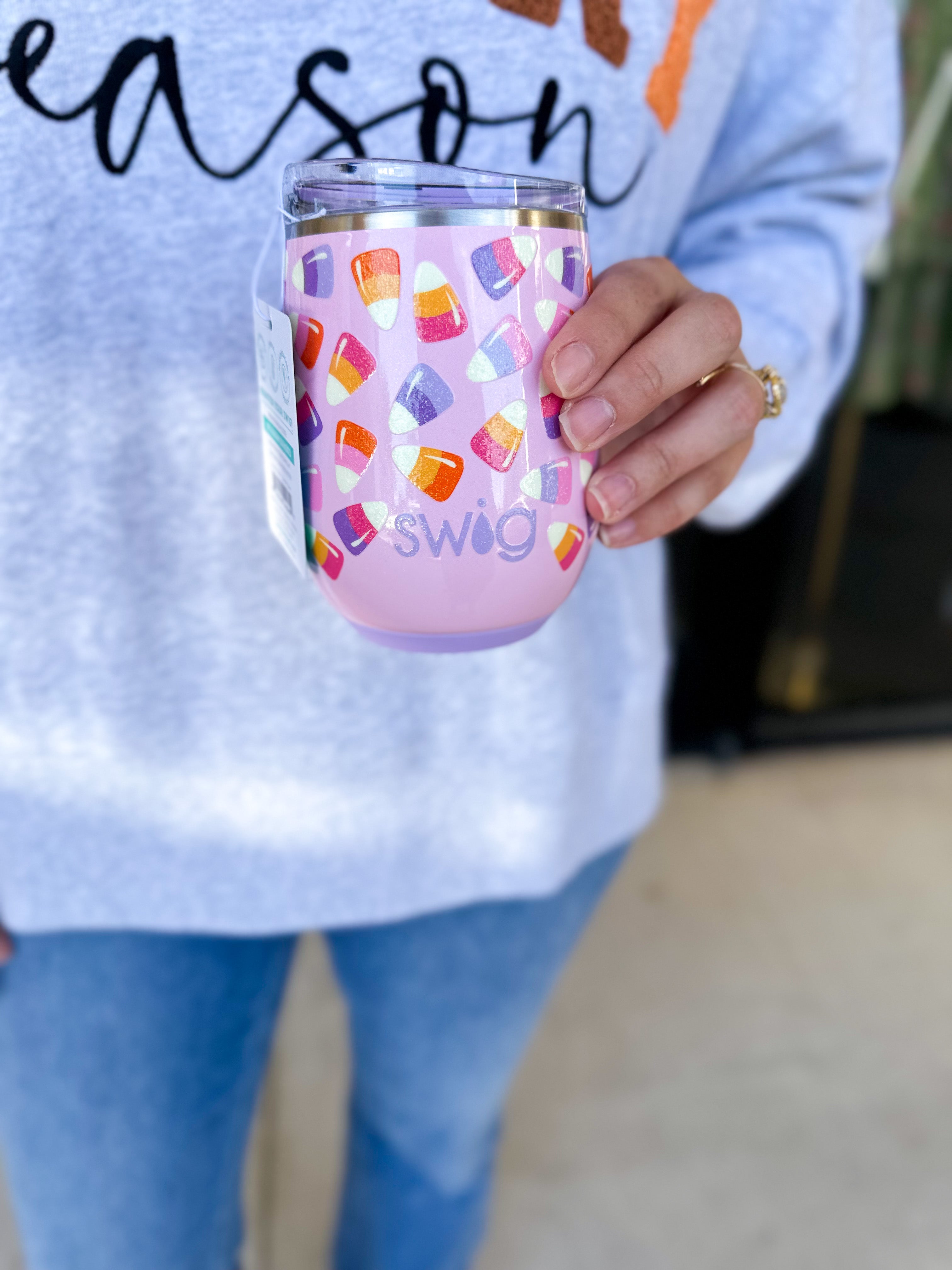 SWIG - Candy Corn Stemless Wine Cup 12oz-140 Gifts + Home-SWIG-July & June Women's Fashion Boutique Located in San Antonio, Texas