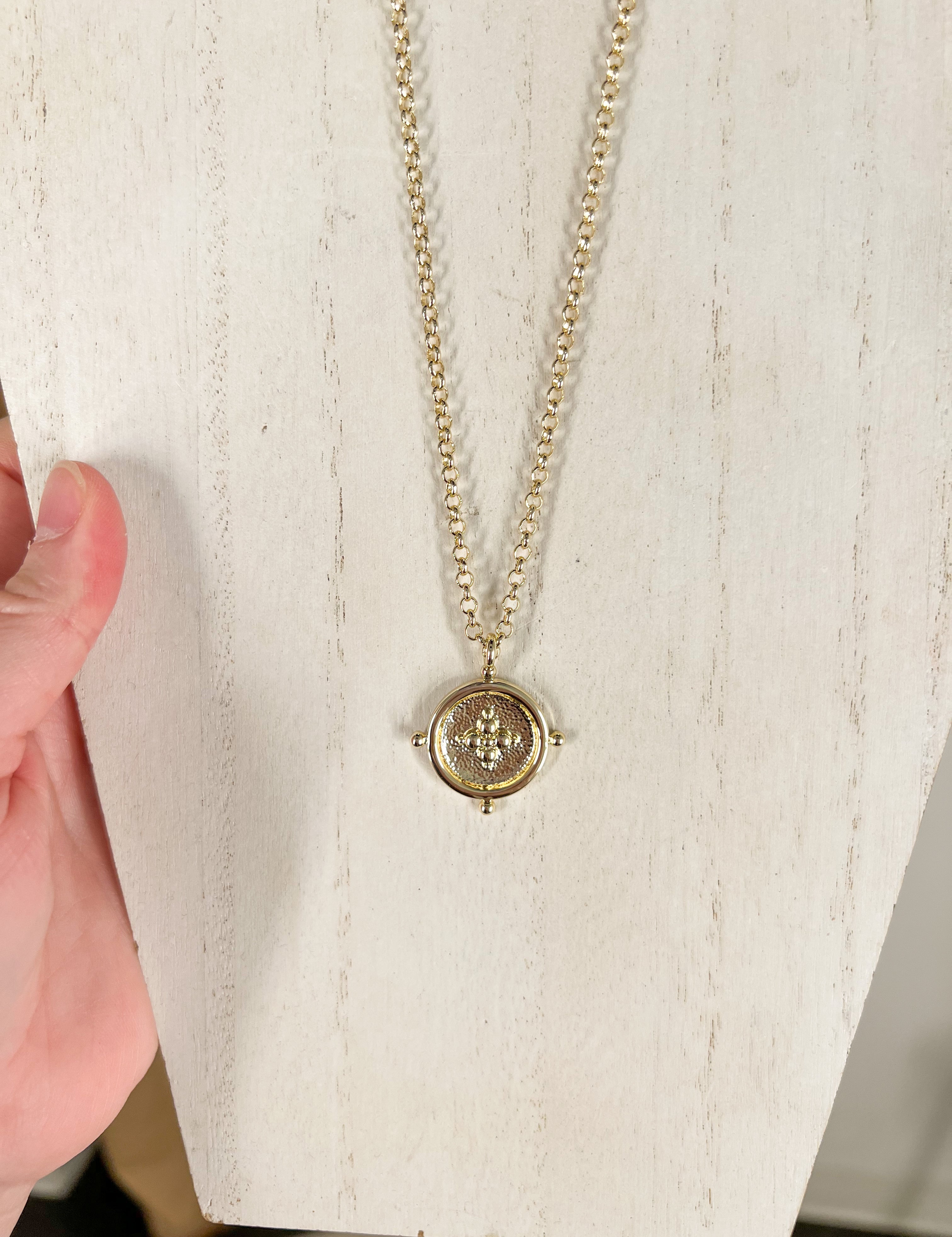 Natalie Wood - Legacy Coin Pendant Necklace - Gold-110 Jewelry & Hair-Natalie Wood-July & June Women's Fashion Boutique Located in San Antonio, Texas