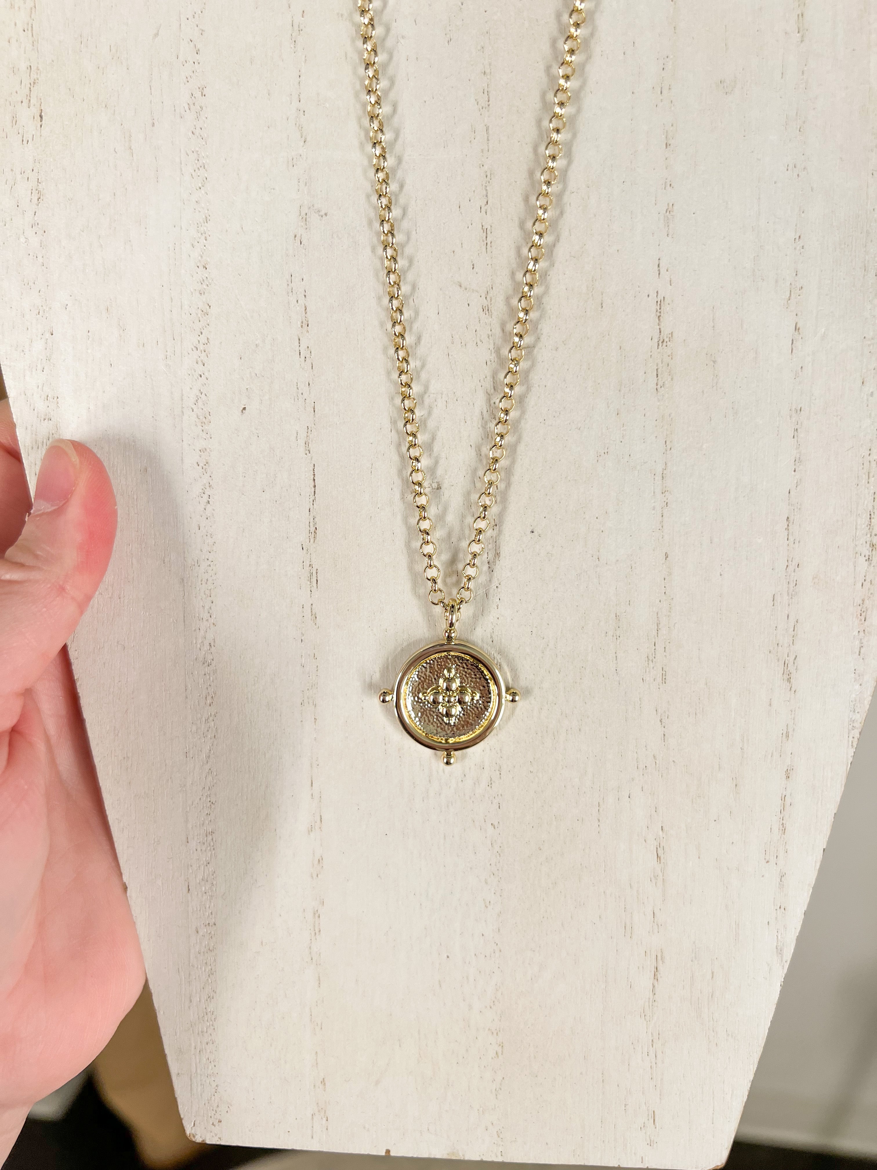 Natalie Wood - Legacy Coin Pendant Necklace - Gold-110 Jewelry & Hair-Natalie Wood-July & June Women's Fashion Boutique Located in San Antonio, Texas