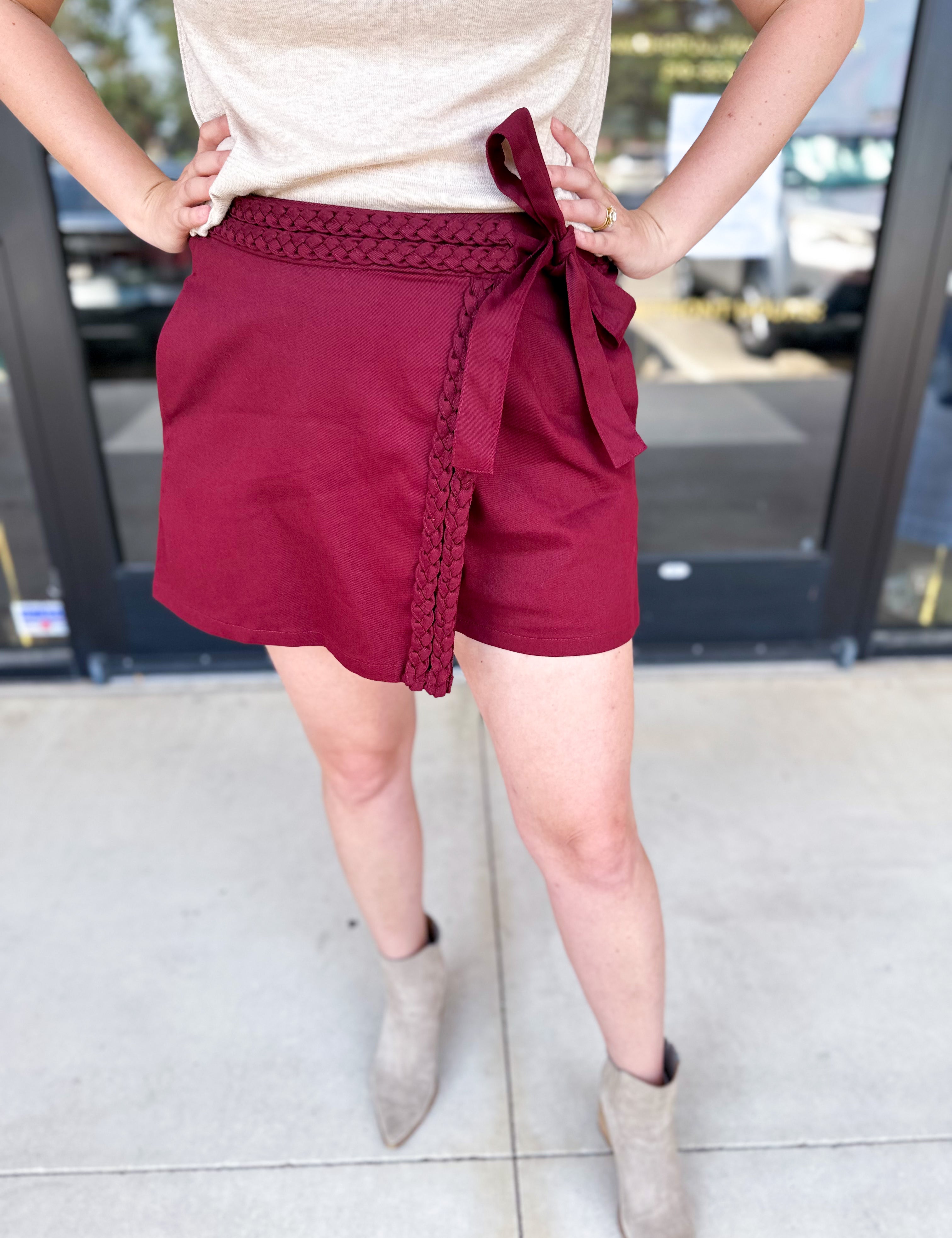 Braided Wrap Mini Skirt-410 Shorts/Skirts-ENTRO-July & June Women's Fashion Boutique Located in San Antonio, Texas