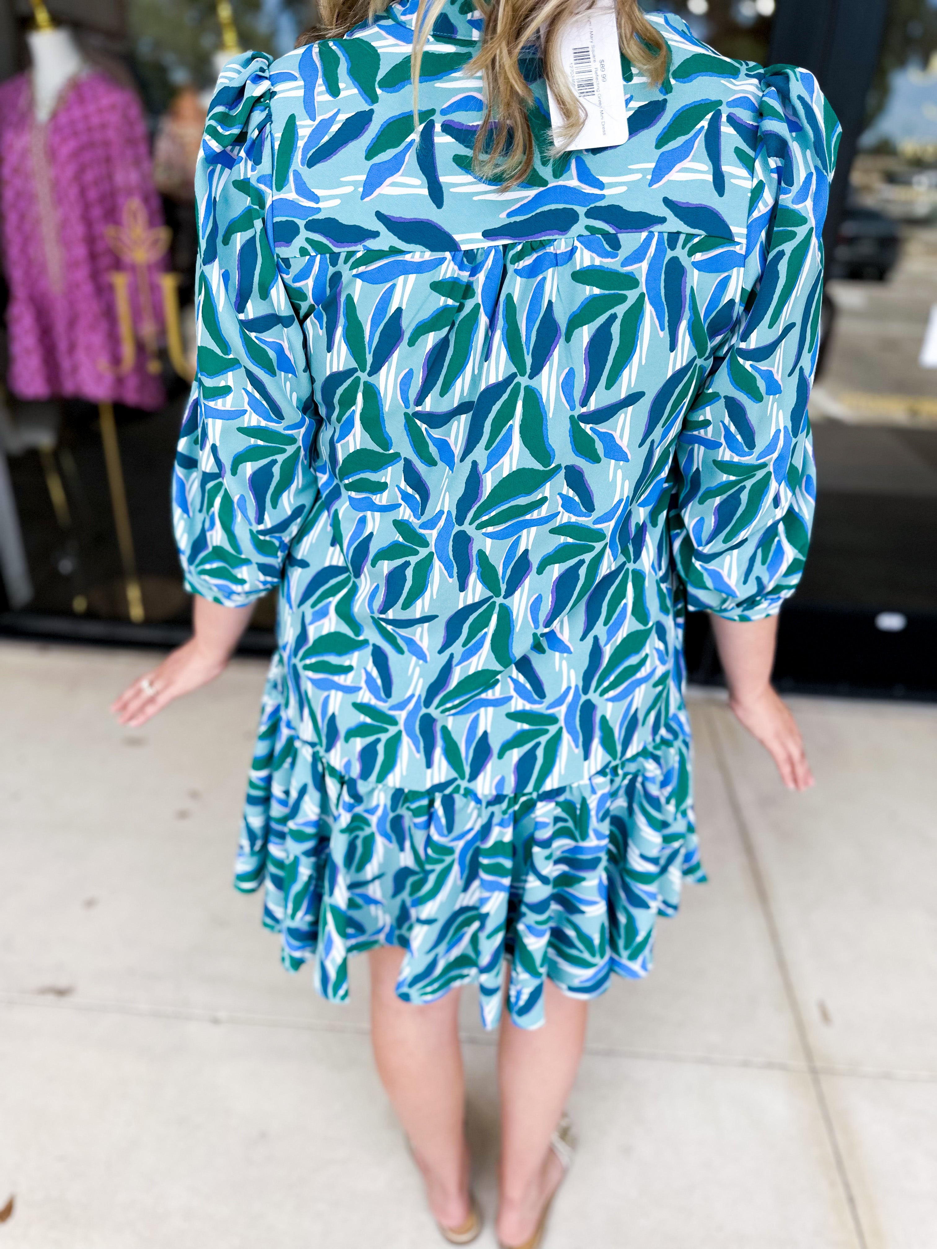 Mary Square - Reflecting Green Mini Dress-510 Mini-MARY SQUARE-July & June Women's Fashion Boutique Located in San Antonio, Texas