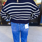 Pink Friday Doorbuster - Mock Neck Sweater Top - Navy - ONLINE-PINK FRIDAY DOORBUSTERS-BLU PEPPER-July & June Women's Fashion Boutique Located in San Antonio, Texas