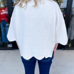 Scalloped Sweater Top - Cream-230 Sweaters/Cardis-ENTRO-July & June Women's Fashion Boutique Located in San Antonio, Texas