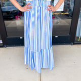Mary Square - Blue Skylar Midi Skirt-410 Shorts/Skirts-MARY SQUARE-July & June Women's Fashion Boutique Located in San Antonio, Texas