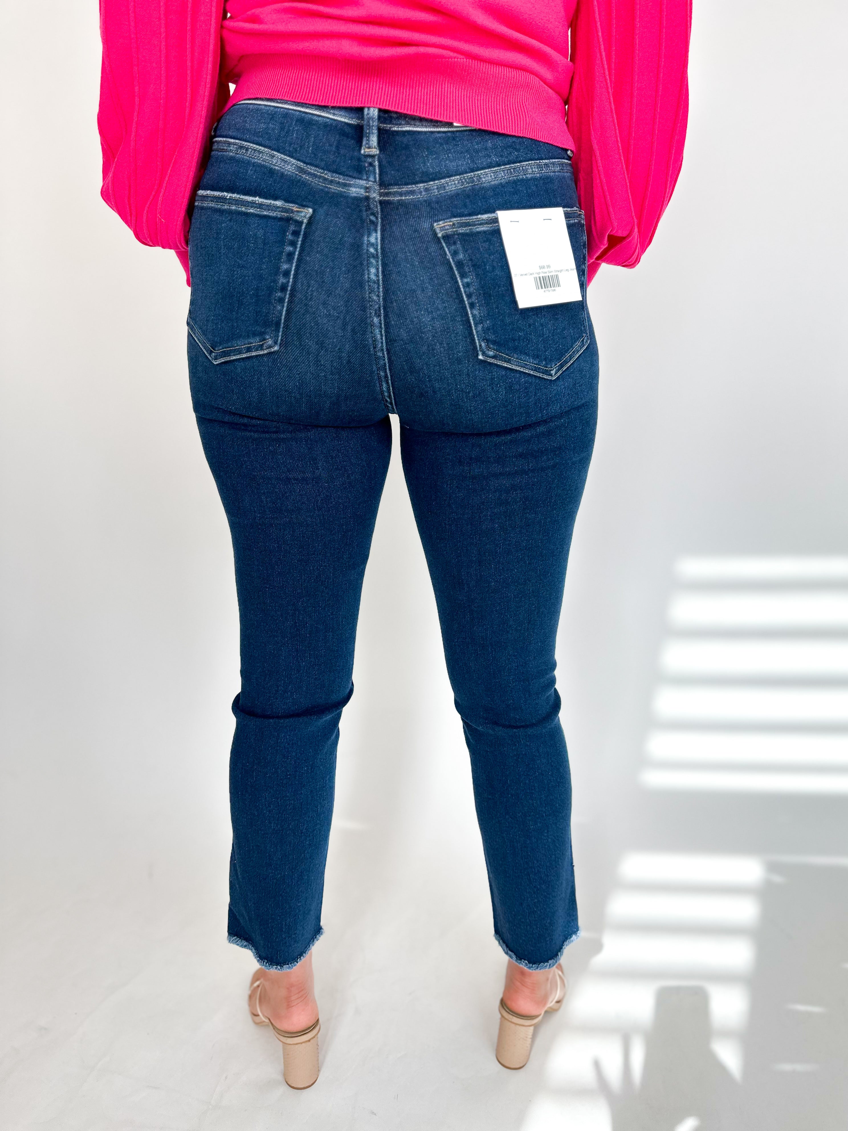 Vervet Dark High Rise Slim Straight Leg Jeans-400 Pants-VEVERT BY FLYING MONKEY-July & June Women's Fashion Boutique Located in San Antonio, Texas