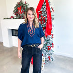 The Stacy Blouse - Navy-200 Fashion Blouses-ENTRO-July & June Women's Fashion Boutique Located in San Antonio, Texas