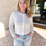 Pointelle Cardigan - Ivory-230 Sweaters/Cardis-ALLIE ROSE-July & June Women's Fashion Boutique Located in San Antonio, Texas