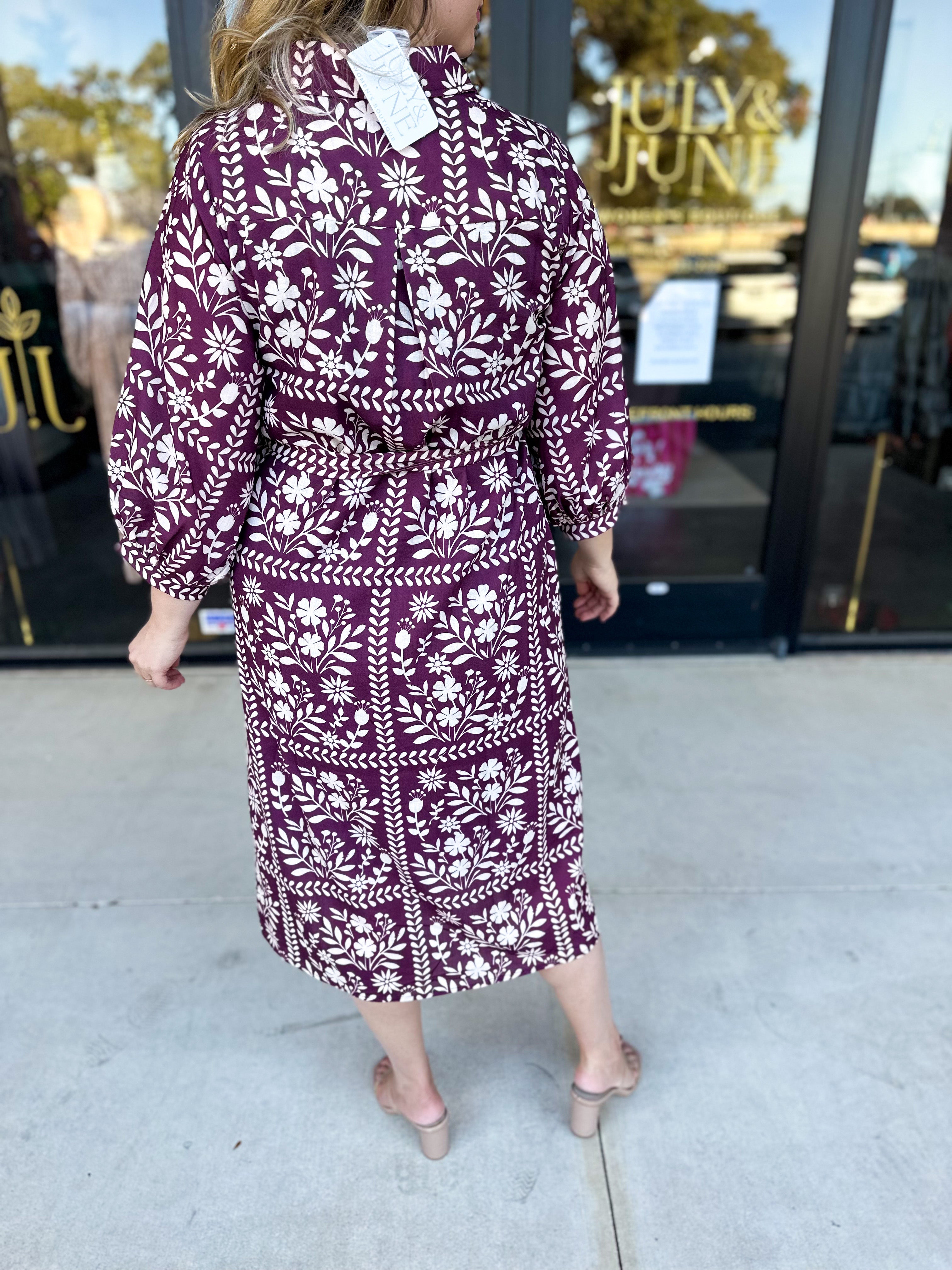 The Wrenlee Wrap Midi Dress - Wine-500 Midi-POLOGRAM-July & June Women's Fashion Boutique Located in San Antonio, Texas