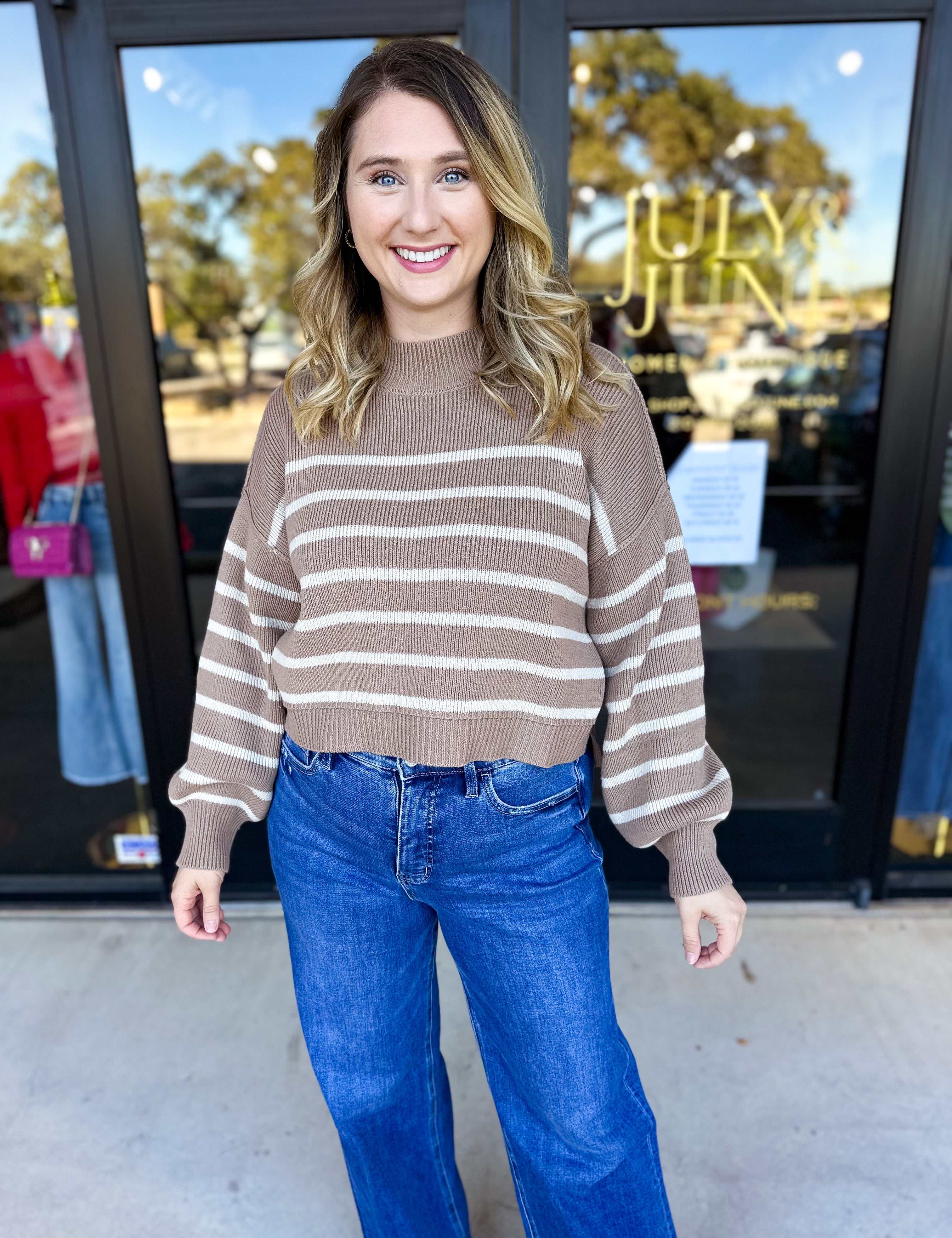 Pink Friday Doorbuster - Mock Neck Sweater Top - Coco - IN STORE-PINK FRIDAY DOORBUSTERS-BLU PEPPER-July & June Women's Fashion Boutique Located in San Antonio, Texas