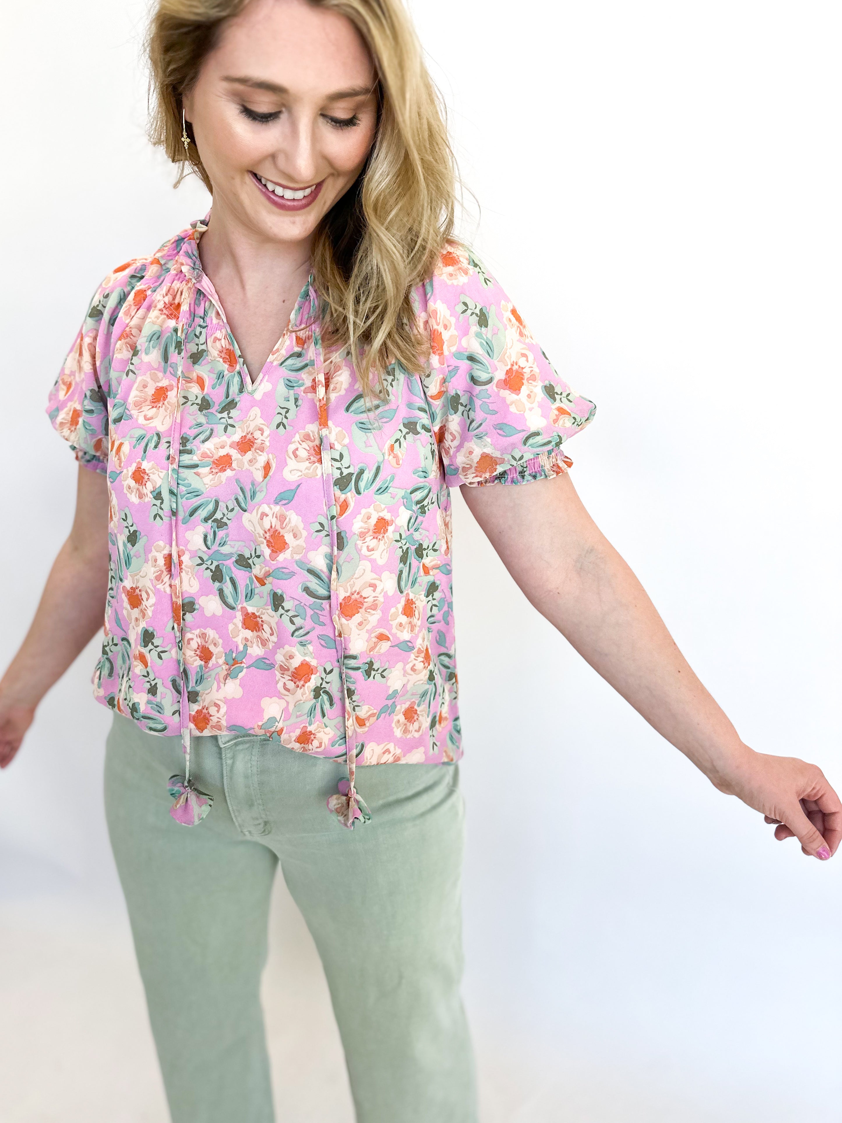 Blooming Blouse-200 Fashion Blouses-JODIFL-July & June Women's Fashion Boutique Located in San Antonio, Texas